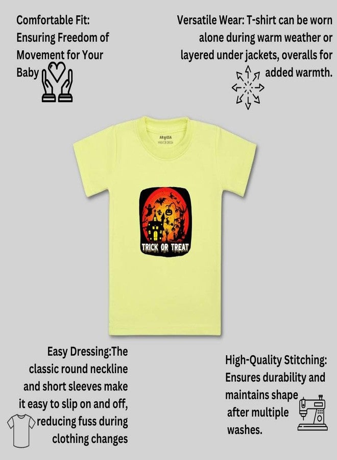 ARVESA My First Halloween TS-1137 Halloween Baby Tshirt for Kids Boys & Girls Half Sleeves Round Neck Clothes Tshirt for Kids Boys 1 Months to 6 Years Dress Yellow - Image 3