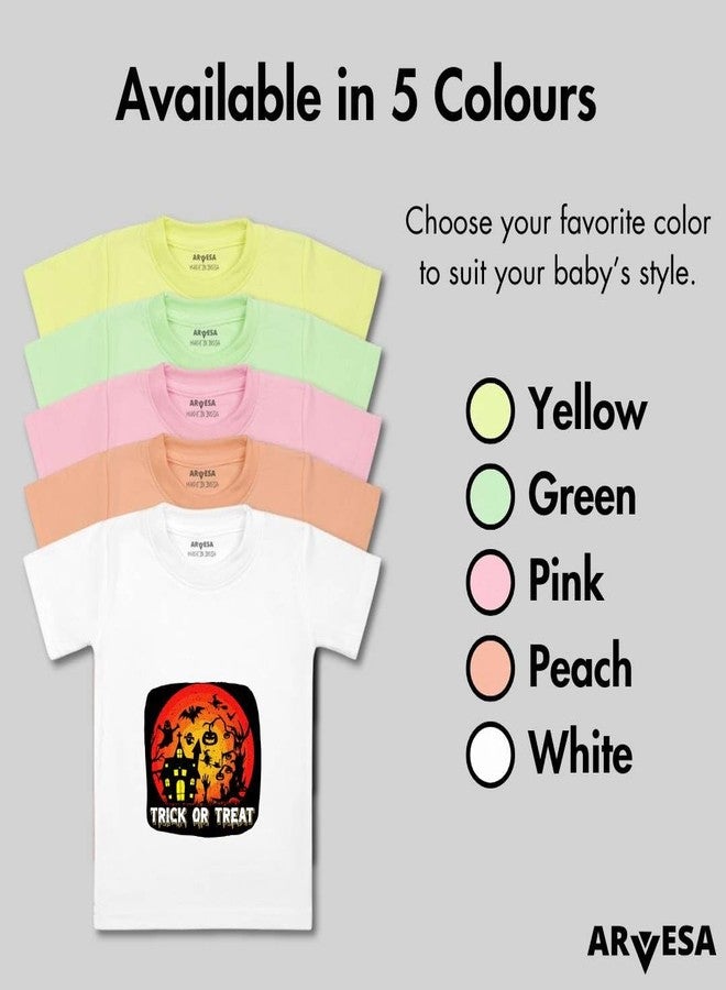ARVESA My First Halloween TS-1137 Halloween Baby Tshirt for Kids Boys & Girls Half Sleeves Round Neck Clothes Tshirt for Kids Boys 1 Months to 6 Years Dress Yellow - Image 4