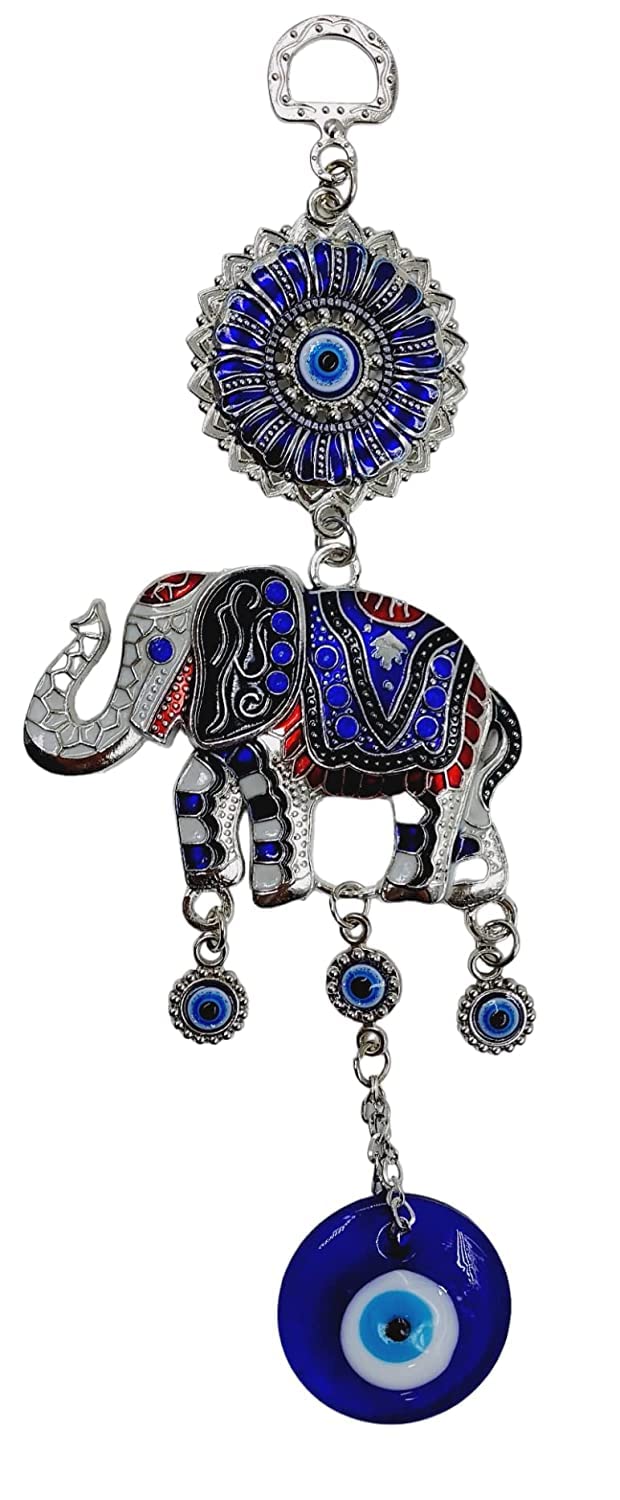 ARTISKRITI Evil Eye Hanging for Home Entrance Door Decoration, Nazar Battu for Home Protection, Good Luck Charm and Prosperity, Big Size (White Meenakari Elephant) - Image 4