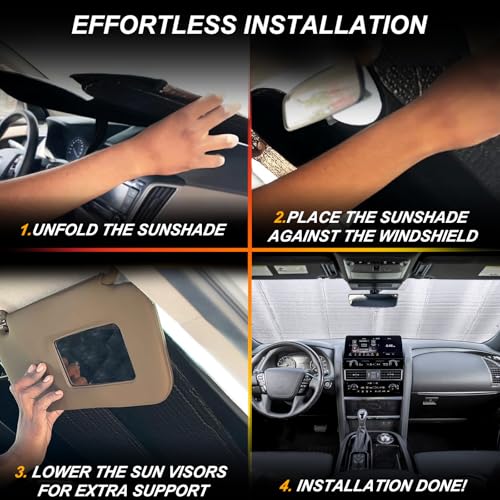 Aotumcer Foldable Sunshade Compatible with Infiniti 2007-2013 G25/G35/G37, 2013-2022 Q50, 2007-2026 QX80, Custom-fit Windshield Sun Shade (Double Bubble Foil Insulating Material) (2007-2026+ QX80) - Image 5