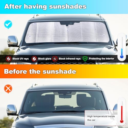 Aotumcer Foldable Sunshade Compatible with Infiniti 2007-2013 G25/G35/G37, 2013-2022 Q50, 2007-2026 QX80, Custom-fit Windshield Sun Shade (Double Bubble Foil Insulating Material) (2007-2026+ QX80) - Image 2