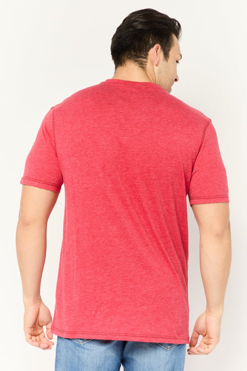 Company Eighty One Men V-Neck Short Sleeve Heather T-Shirt, Red - Image 2
