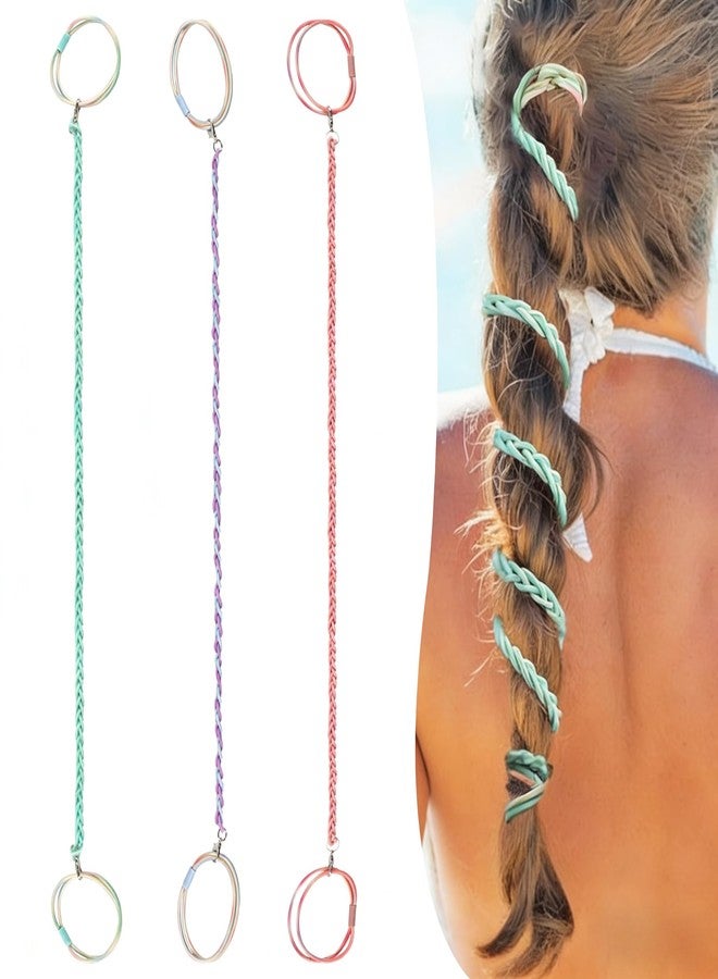 FVOLREM Sport Hair Ties for Women: Tangle-Free Ponytail Wrap Hair Tie - 1-Second Quick Release 0 Demage Spiral Braided Elastic for Diver Swinging Stuf 3pcs - Image 1