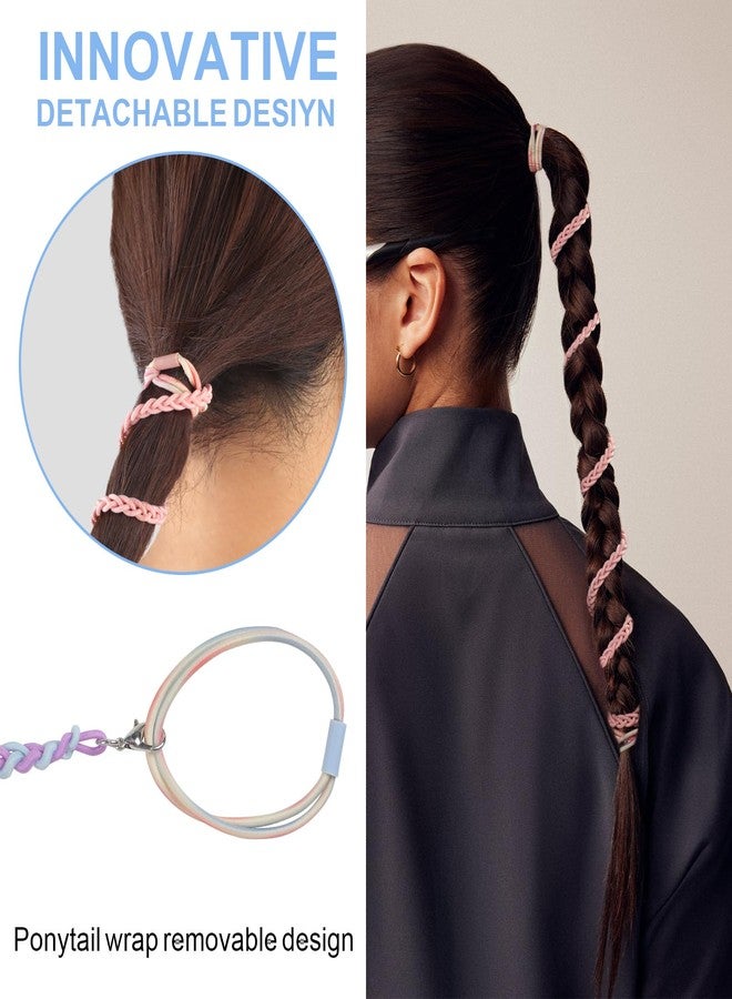 FVOLREM Sport Hair Ties for Women: Tangle-Free Ponytail Wrap Hair Tie - 1-Second Quick Release 0 Demage Spiral Braided Elastic for Diver Swinging Stuf 3pcs - Image 5