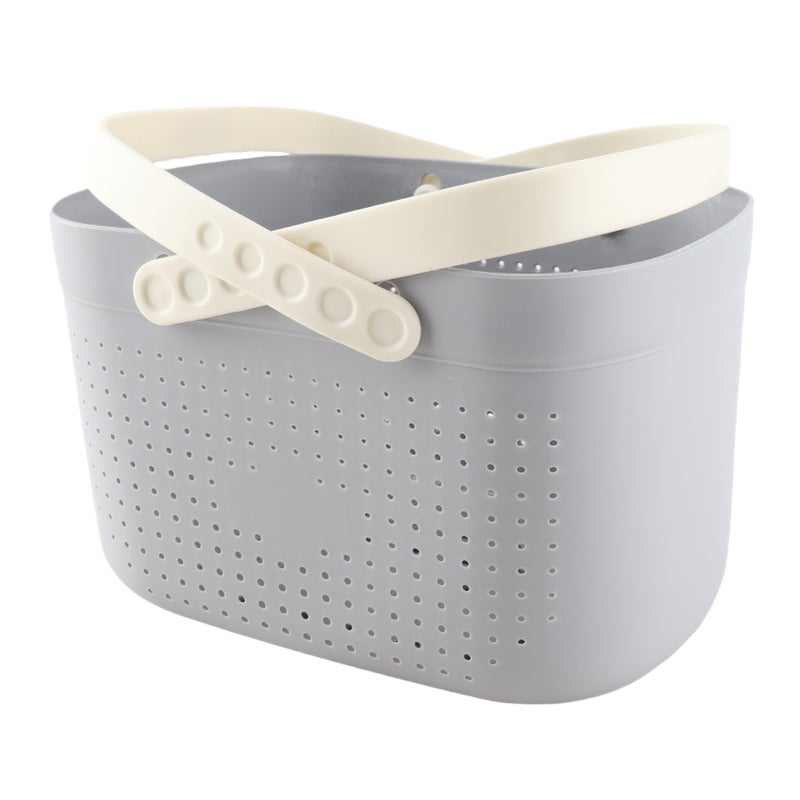 Portable Shower Basket with Ventilation Holes Large Capacity Plastic Portable Storage Basket with Handles for Bathroom Grey - Image 2