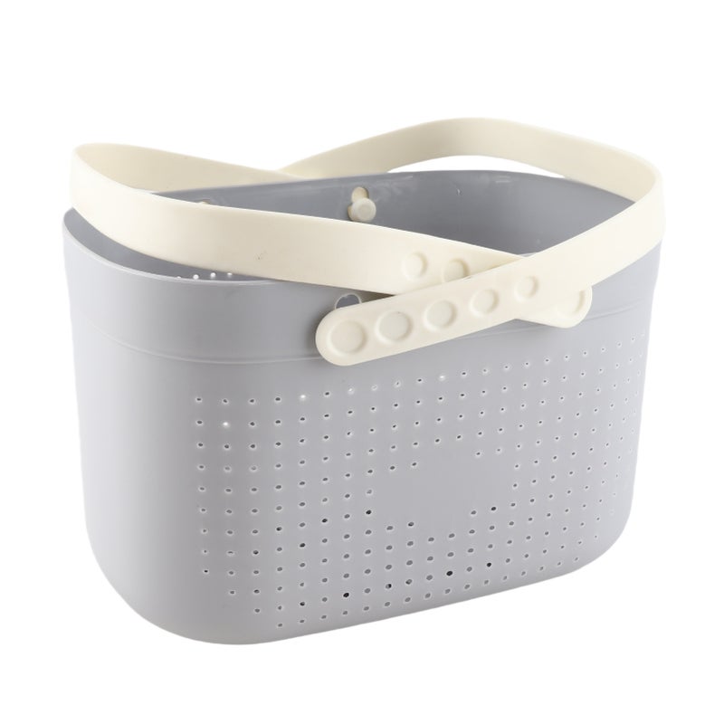 Portable Shower Basket with Ventilation Holes Large Capacity Plastic Portable Storage Basket with Handles for Bathroom Grey - Image 3