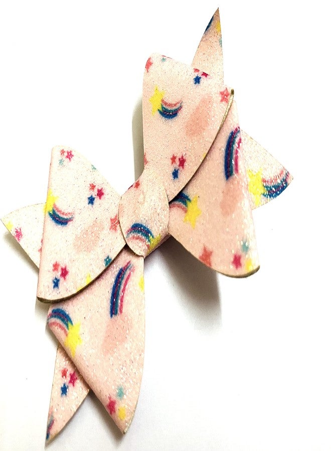 A'SHOP Printed Shimmery Alligator Clip Hair Bow for Little Young Girls(Pink) - Image 1
