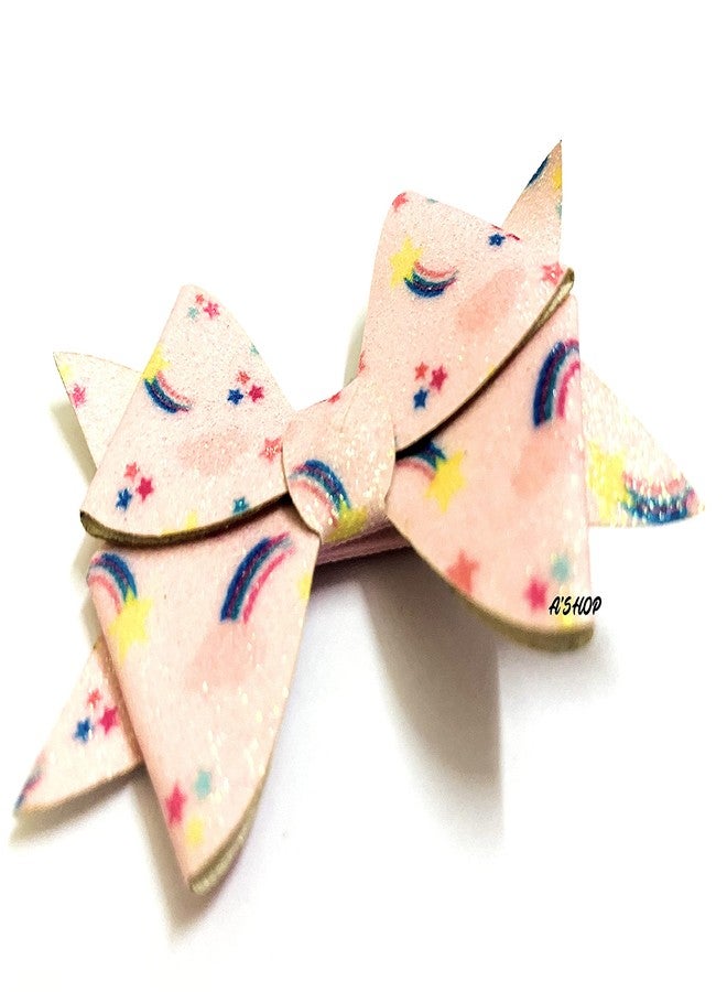 A'SHOP Printed Shimmery Alligator Clip Hair Bow for Little Young Girls(Pink) - Image 3