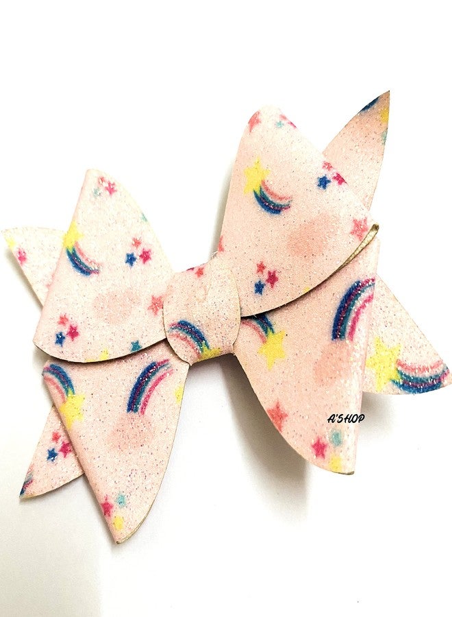 A'SHOP Printed Shimmery Alligator Clip Hair Bow for Little Young Girls(Pink) - Image 4