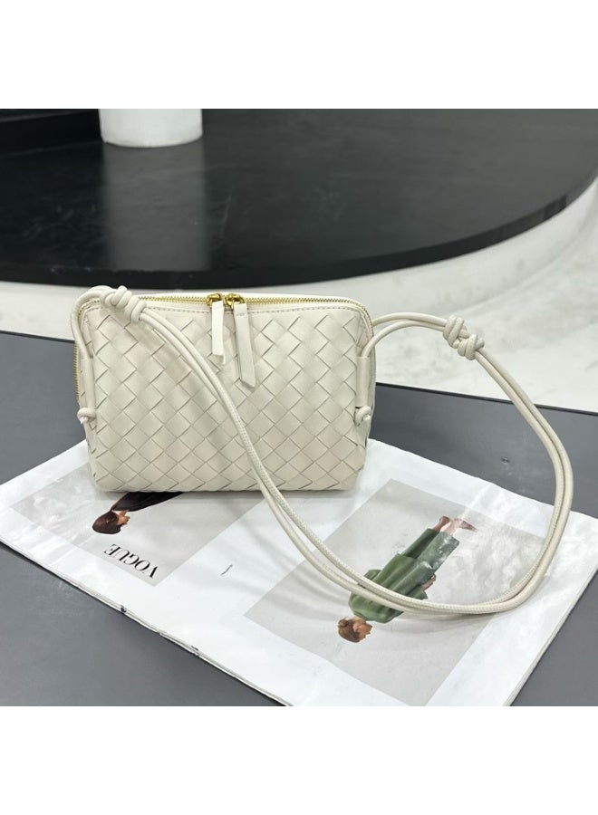 Chic Handcrafted Woven Crossbody Bag, Premium Leather Camera Purse for Women, Luxury Elegant Small Shoulder Satchel, Ideal Birthday Gift - Image 1