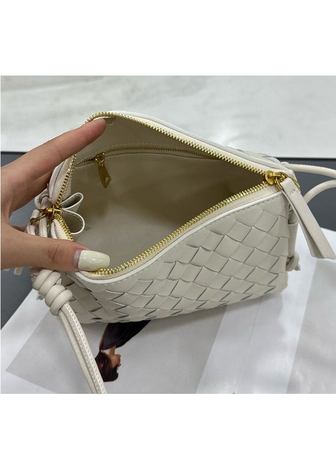 Chic Handcrafted Woven Crossbody Bag, Premium Leather Camera Purse for Women, Luxury Elegant Small Shoulder Satchel, Ideal Birthday Gift - Image 3