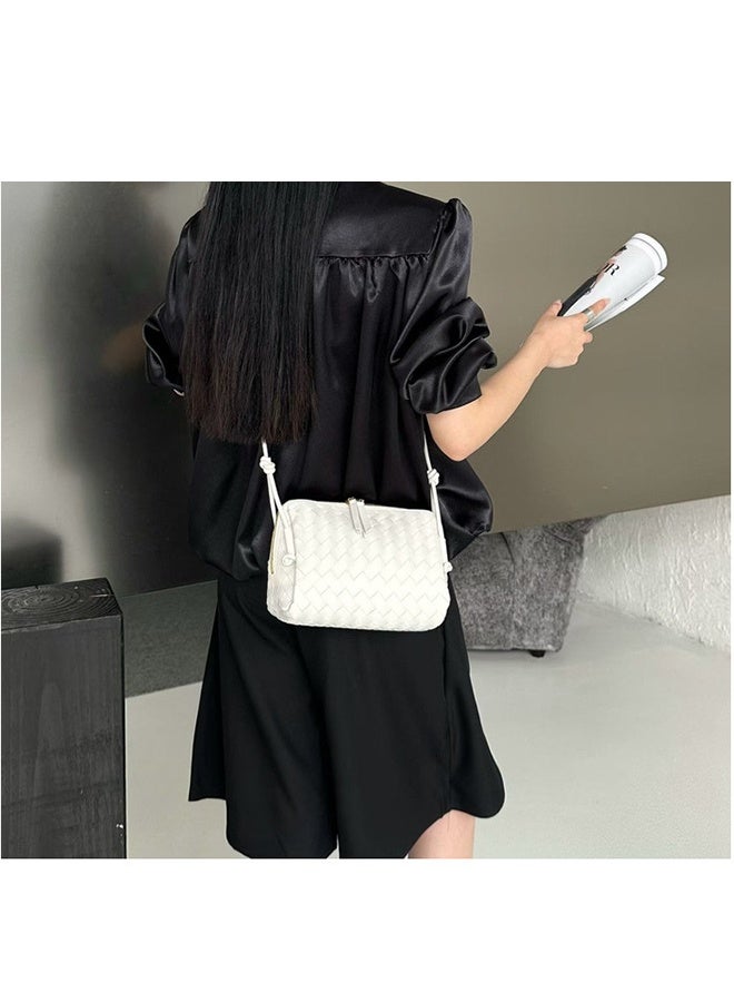 Chic Handcrafted Woven Crossbody Bag, Premium Leather Camera Purse for Women, Luxury Elegant Small Shoulder Satchel, Ideal Birthday Gift - Image 2