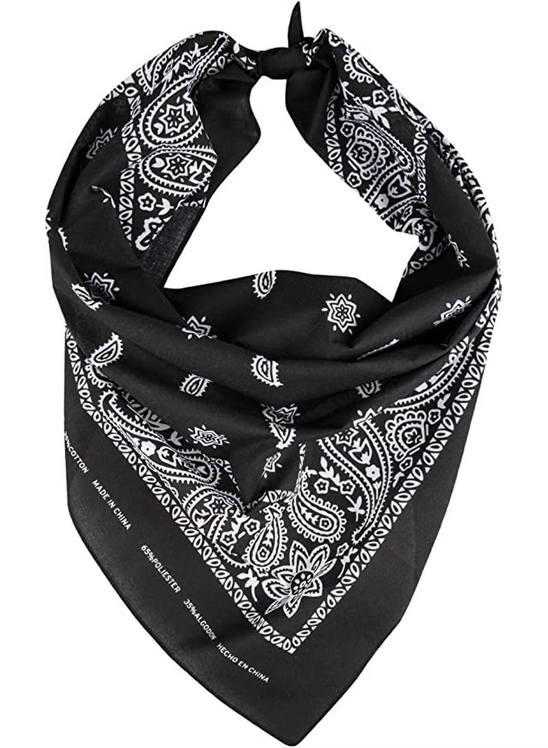 3 PCS Paisley Print Bandanas Multi-Purpose Assorted Cowboy Bandanas Unisex Head Wrap Scarf Wristband for Adults and Kids 54cmx54cm Black,Dark blue,dark brown - Image 4