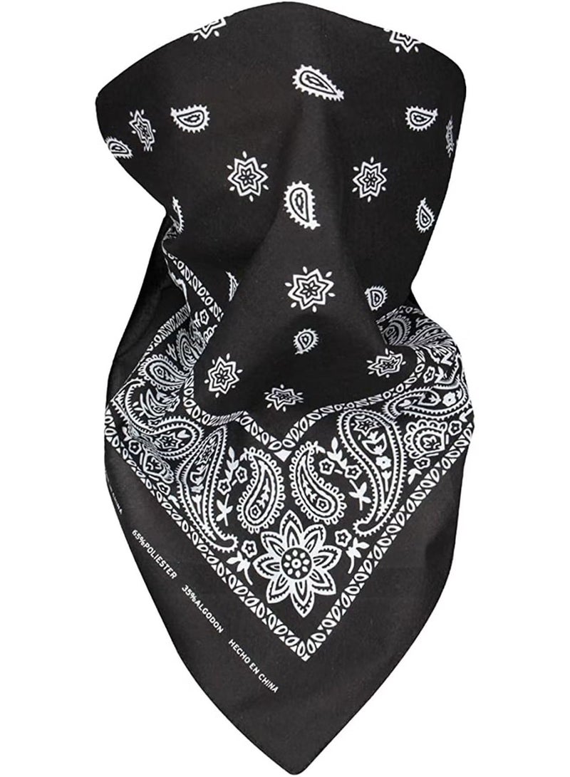 3 PCS Paisley Print Bandanas Multi-Purpose Assorted Cowboy Bandanas Unisex Head Wrap Scarf Wristband for Adults and Kids 54cmx54cm Black,Dark blue,dark brown - Image 5
