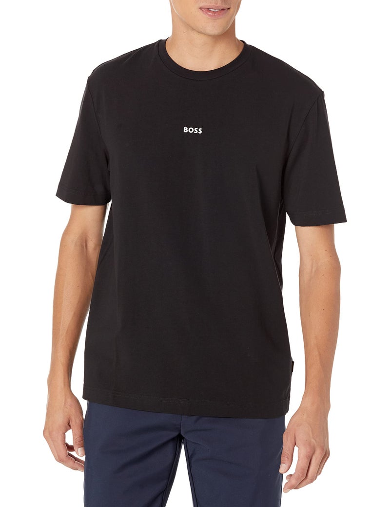BOSS Mens Center Logo Regular Fit T Shirt T Shirt, Basic Black, Medium US - Image 1