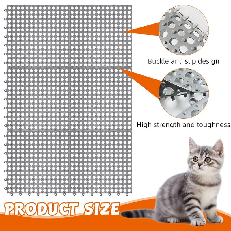 Qpets® ® 6Pcs Pet Cage Mat for Dog/Cat/Rabbit, Plastic Pet Flooring Mat Cat Cage Mats Dog Litter Catcher Pads, Waterproof Non-Slip Floor Mats for Cats Dogs Bunny Easy to Clean Cage Pads (1Pcs 30*30CM) - Image 3