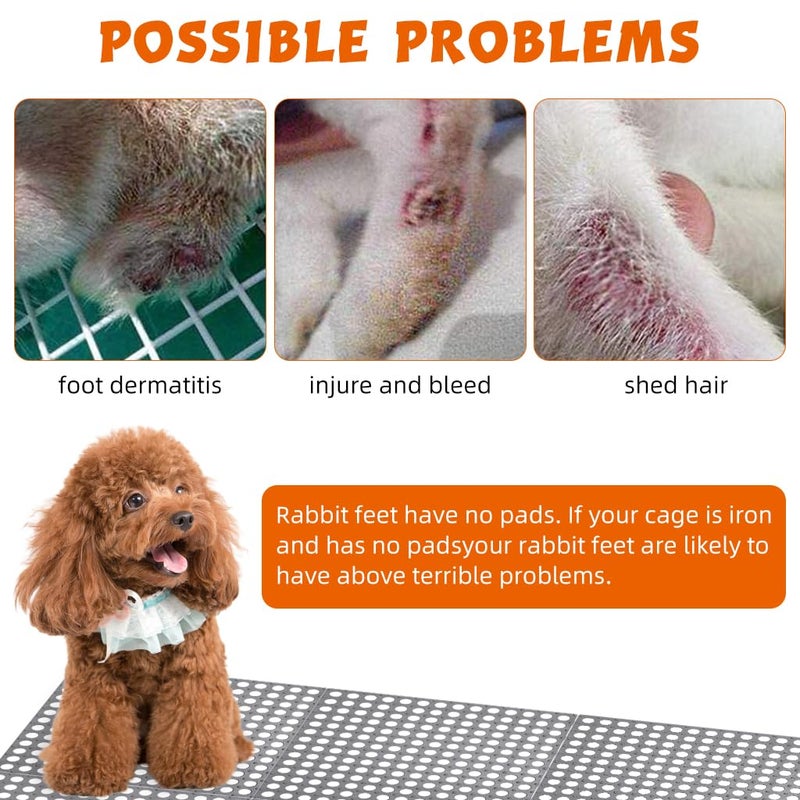 Qpets® ® 6Pcs Pet Cage Mat for Dog/Cat/Rabbit, Plastic Pet Flooring Mat Cat Cage Mats Dog Litter Catcher Pads, Waterproof Non-Slip Floor Mats for Cats Dogs Bunny Easy to Clean Cage Pads (1Pcs 30*30CM) - Image 5