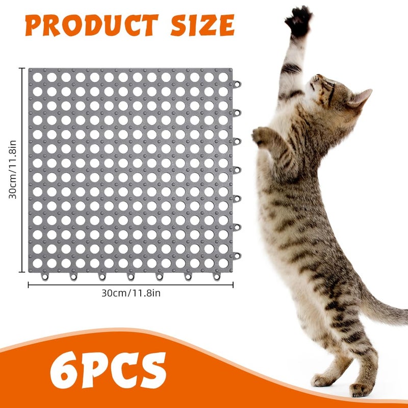 Qpets® ® 6Pcs Pet Cage Mat for Dog/Cat/Rabbit, Plastic Pet Flooring Mat Cat Cage Mats Dog Litter Catcher Pads, Waterproof Non-Slip Floor Mats for Cats Dogs Bunny Easy to Clean Cage Pads (1Pcs 30*30CM) - Image 2