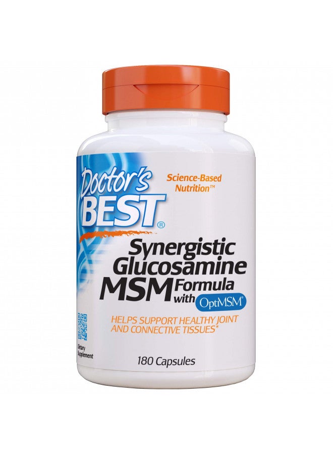 Doctor's BEST Doctor's Best Synergistic Glucosamine MSM with OptiMSM, Non-GMO, Gluten Free, Soy Free, Joint Support, 180 Caps (DRB-00070)  - Image 1