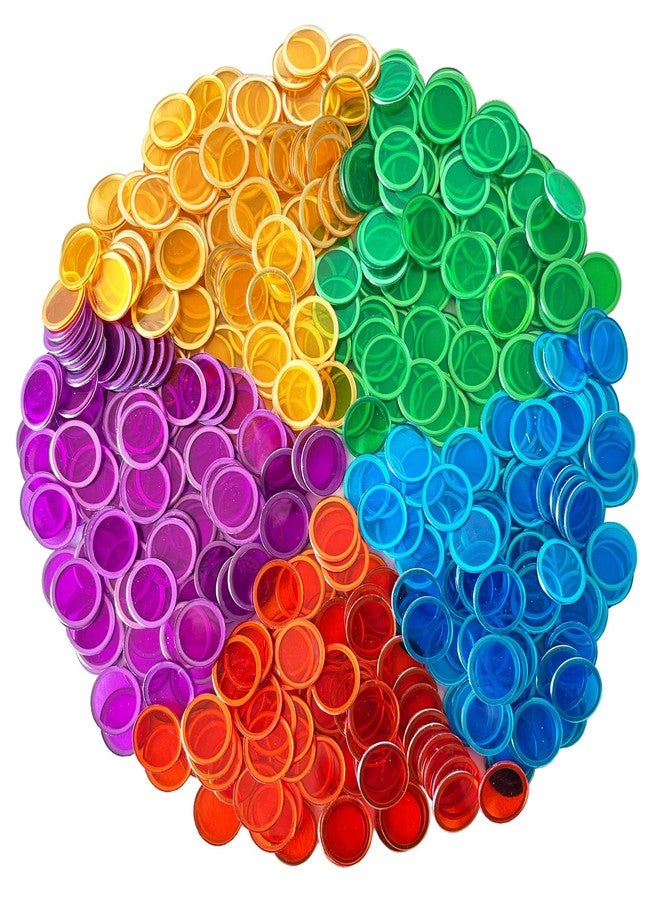 SEETOOOGAMES Magnetic Bingo Chips Counters - 500 Pieces Transparent Counting Game Chips - Clear Plastic Math Markers for Classroom - Mixed Color - Image 2