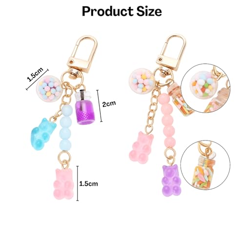 Flavizo 2 Pcs Bear Key Chain for Girls, Cute Keychains Aesthetic Set, Cartoon KeyChain for Bag, Stylish Key Chains for Women, Durable Key Chain for Home and Travel - Image 2
