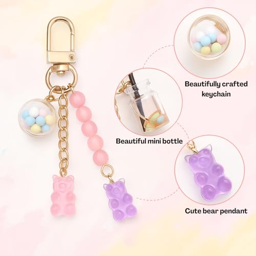 Flavizo 2 Pcs Bear Key Chain for Girls, Cute Keychains Aesthetic Set, Cartoon KeyChain for Bag, Stylish Key Chains for Women, Durable Key Chain for Home and Travel - Image 3