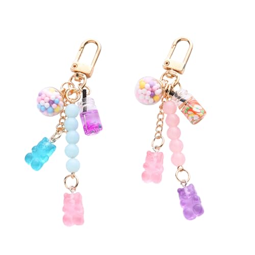 Flavizo 2 Pcs Bear Key Chain for Girls, Cute Keychains Aesthetic Set, Cartoon KeyChain for Bag, Stylish Key Chains for Women, Durable Key Chain for Home and Travel - Image 1