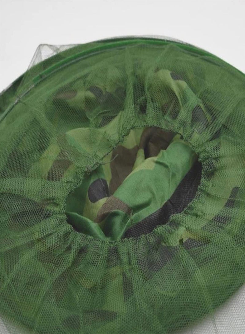 GGOOT Midge Net Head Cover Mosquito Head Net Beekeeper Hat Beekeeper Hat Veil Mask Anti Bee Mosquito Bug Fly Hat Face Protection Equipment with Net Mesh for Outdoor Fishing Camouflage 2PCS - Image 5