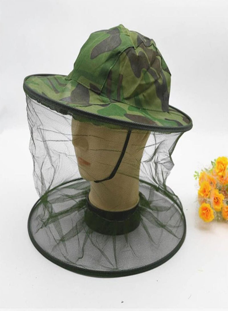 GGOOT Midge Net Head Cover Mosquito Head Net Beekeeper Hat Beekeeper Hat Veil Mask Anti Bee Mosquito Bug Fly Hat Face Protection Equipment with Net Mesh for Outdoor Fishing Camouflage 2PCS - Image 4
