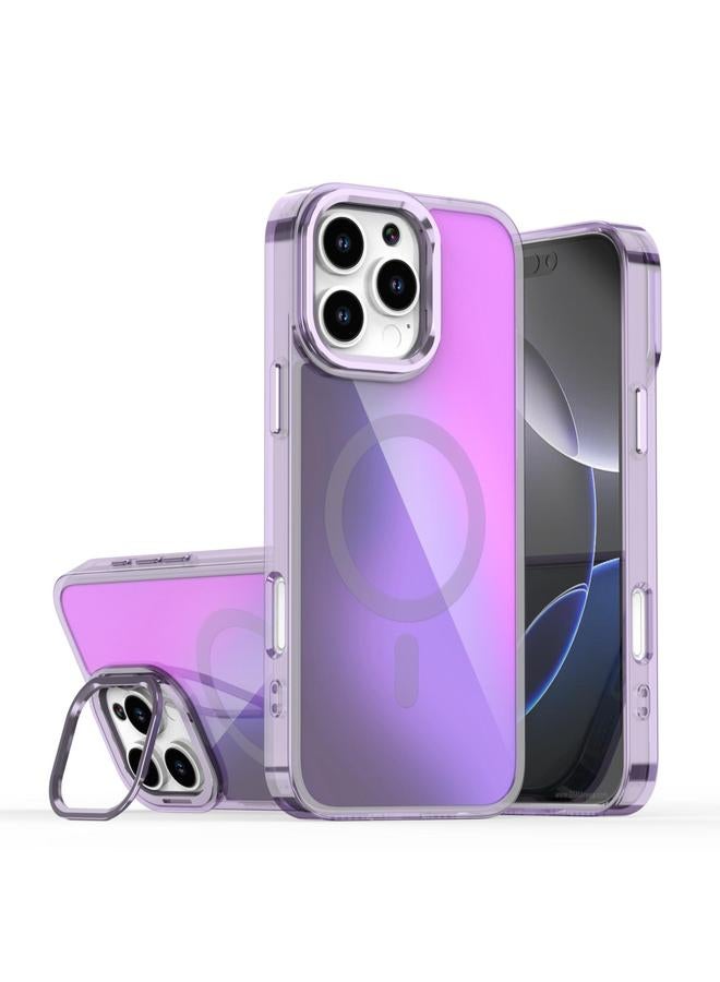 S-TOP Case For iPhone 16 Pro Max Plating Gradient Discolor MagSafe Phone Case with Holder - Image 1