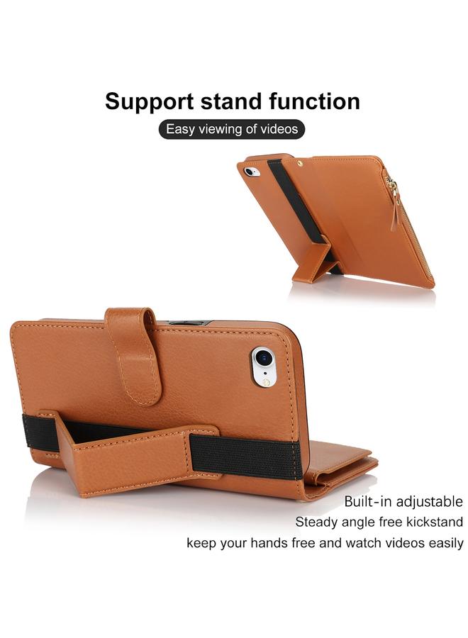S-TOP Case For iPhone SE 2022 / SE 2020 Wristband Holder Zipper Purse RFID Leather Phone Case - Image 3