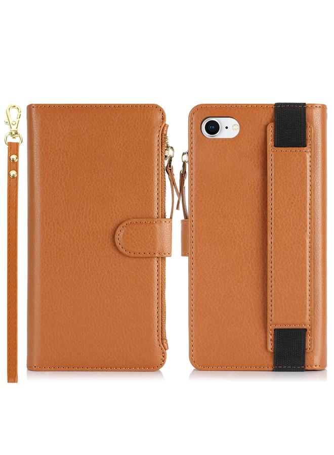 S-TOP Case For iPhone SE 2022 / SE 2020 Wristband Holder Zipper Purse RFID Leather Phone Case - Image 2