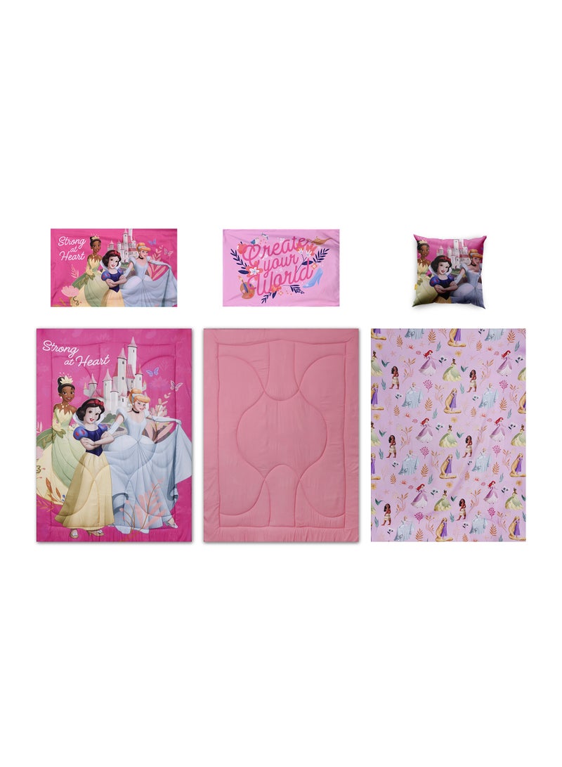 Disney Princess MIX PRINCESS 5-in-1 Baby Comforter Set – Brushed Microfiber, Polyester Shell – Pink - Image 3