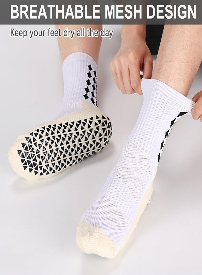 Regilt 3/6 Pairs Grip Soccer Socks Men Women Non-slip Sports Socks for Basketball Football Athletic (US, Alpha, One Size, Regular, Regular, 3 Pairs Black+3 Pairs White) - Image 4