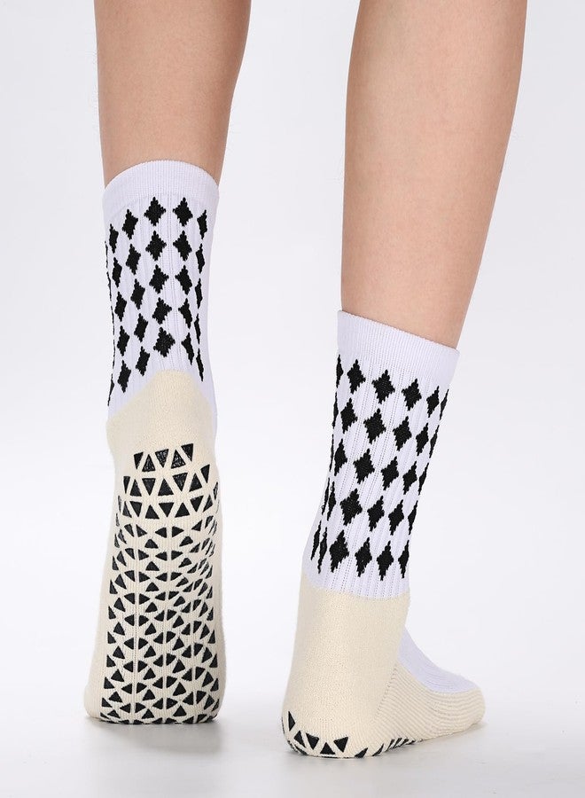 Regilt 3/6 Pairs Grip Soccer Socks Men Women Non-slip Sports Socks for Basketball Football Athletic (US, Alpha, One Size, Regular, Regular, 3 Pairs Black+3 Pairs White) - Image 2