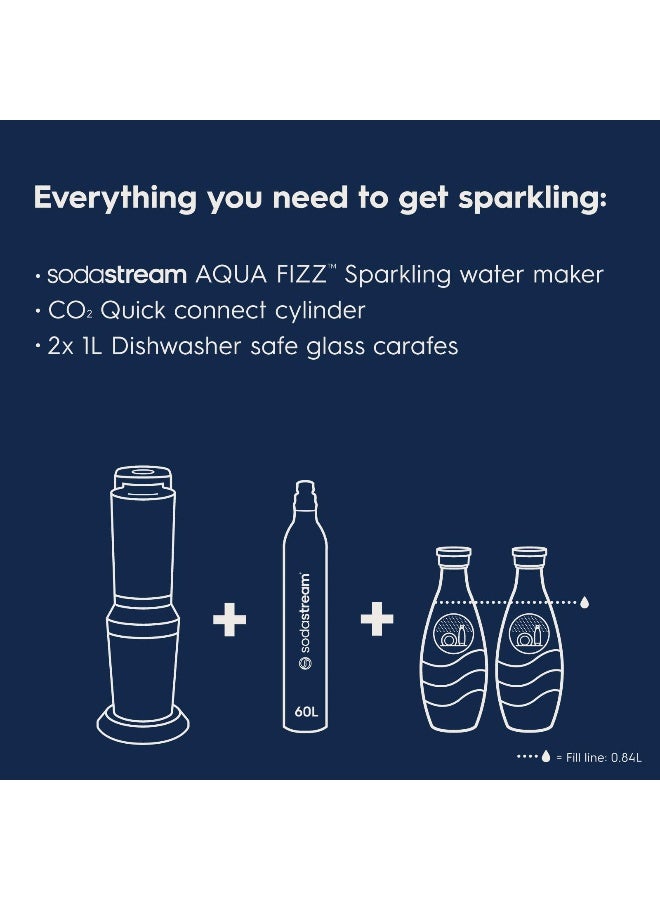 SodaStream SodaStream  Aqua Fizz Sparkling Water Maker  STARTER KIT  GLASS Carbonator  CQC CO2 System  Includes 2x Elegant Glass Carafes 1x CO2 Cylinder  Dishwasher Safe  Black  - Image 3