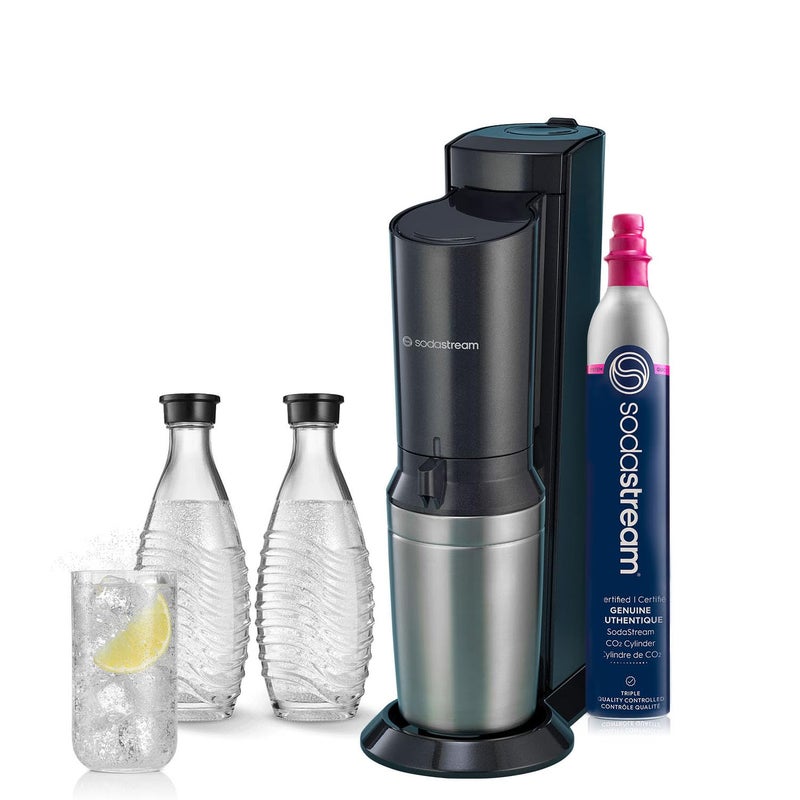 SodaStream SodaStream  Aqua Fizz Sparkling Water Maker  STARTER KIT  GLASS Carbonator  CQC CO2 System  Includes 2x Elegant Glass Carafes 1x CO2 Cylinder  Dishwasher Safe  Black  - Image 1