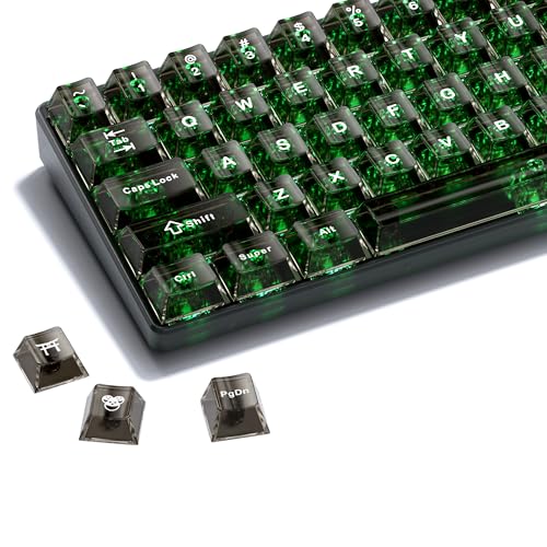 HITIME غطاء مفاتيح HITIME XVX الشفاف، أغطية مفاتيح شفافة سوداء 60 65 75 100 بالمئة، مجموعة أغطية مفاتيح مخصصة من السيراميك الكريستالي 124 مفتاح، ملف تعريف شيري، تضيء من خلال، تصميم لطيف لوحات المفاتيح الميكانيكية - Image 1