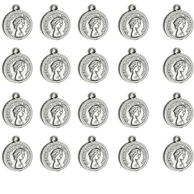 ST logo Hanging Tree 20 Pcs German Silver Oxidized Elizabeth Charms with for Jewellery Making Necklace Bracelets Earrings DIY Art Crafts - Image 1