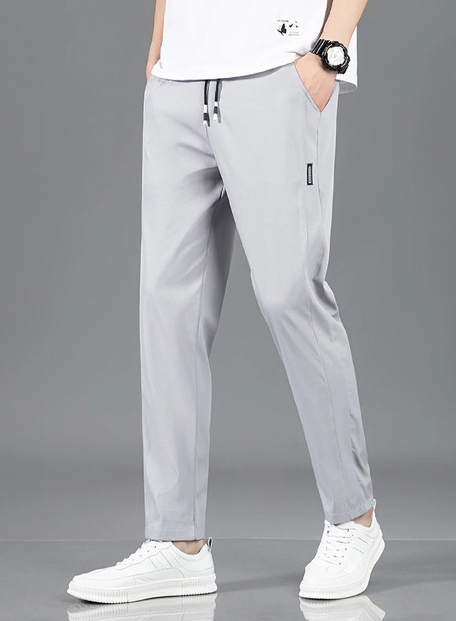 DR Men's Light Gray Drawstring Casual Pants - Image 1