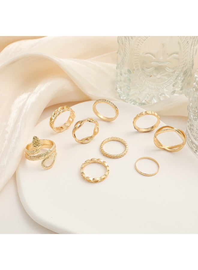 9-piece Gold Knuckle Rings Set for Women, Cute Stackable Finger Midi Rings,Dainty Gold Stacking Statement Womens ring pack - Image 4