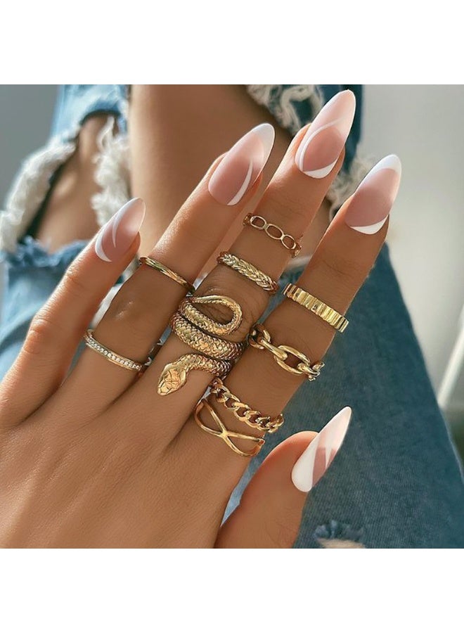 9-piece Gold Knuckle Rings Set for Women, Cute Stackable Finger Midi Rings,Dainty Gold Stacking Statement Womens ring pack - Image 1