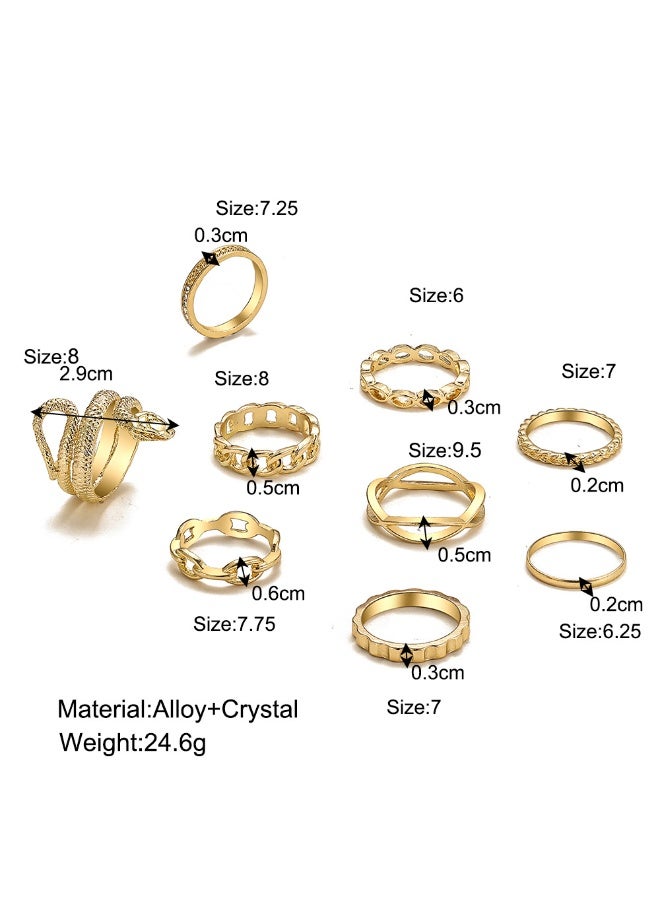 9-piece Gold Knuckle Rings Set for Women, Cute Stackable Finger Midi Rings,Dainty Gold Stacking Statement Womens ring pack - Image 2