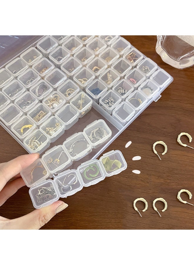 صندوق منظم مجوهرات شفاف مكون من 56 شبكة مع أغطية كبس لتخزين الخرز والأقراط وإكسسوارات الحرف اليدوية - Image 4