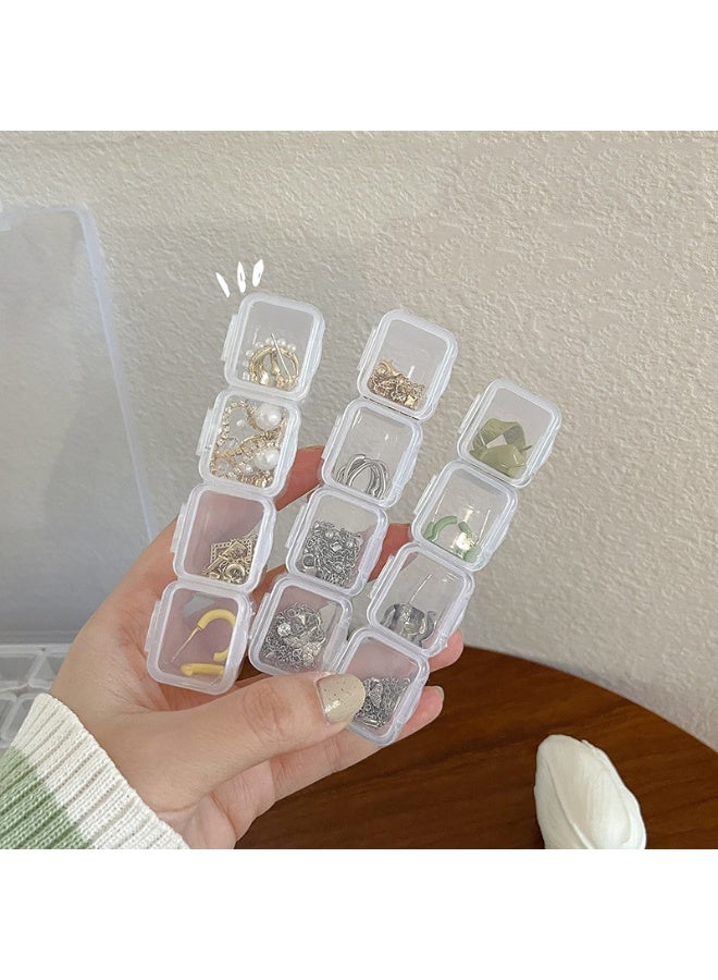 صندوق منظم مجوهرات شفاف مكون من 56 شبكة مع أغطية كبس لتخزين الخرز والأقراط وإكسسوارات الحرف اليدوية - Image 5