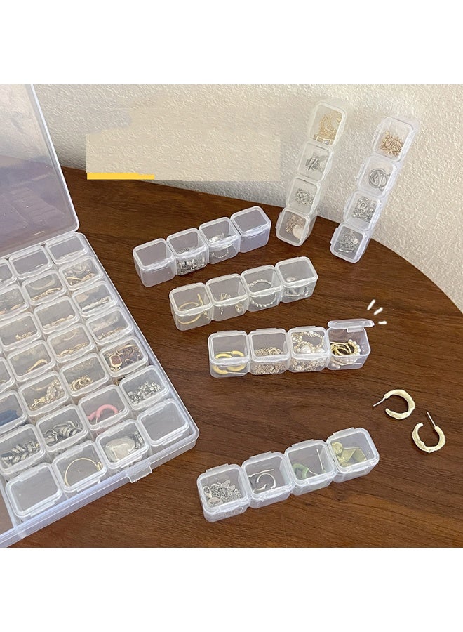 صندوق منظم مجوهرات شفاف مكون من 56 شبكة مع أغطية كبس لتخزين الخرز والأقراط وإكسسوارات الحرف اليدوية - Image 3