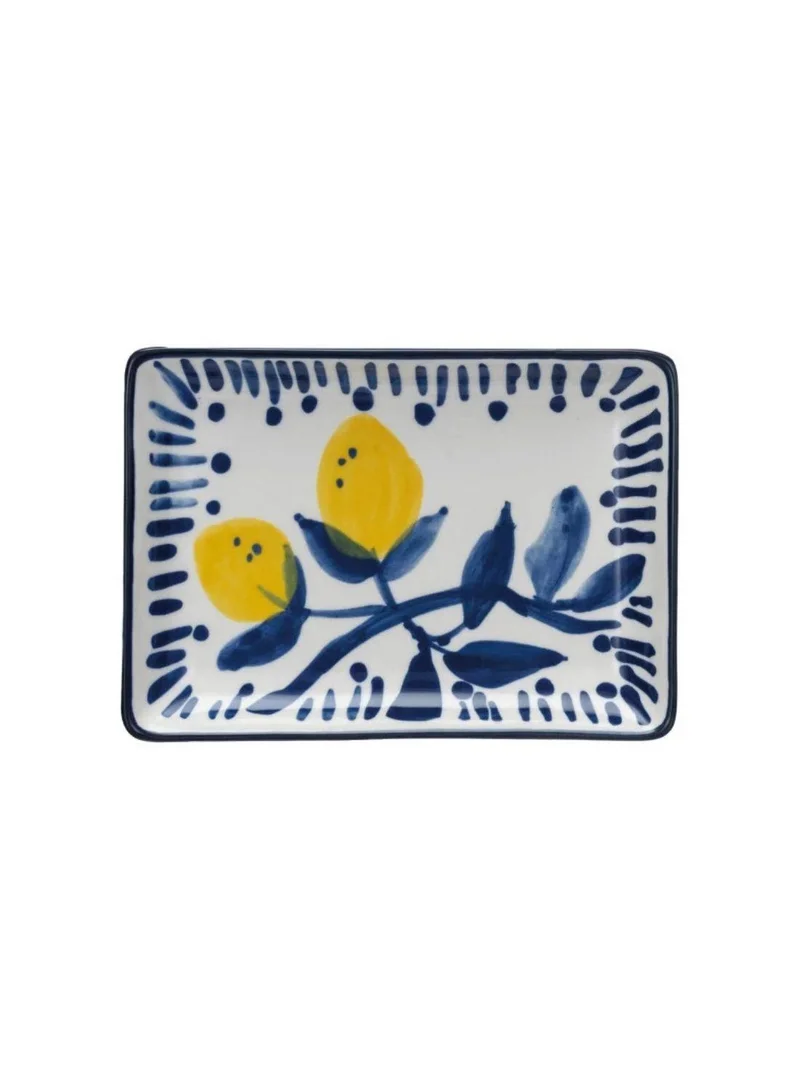 سوق الزعفران طبق من الفخار المطلي يدويًا بزخرفة الليمون – التصميم 4