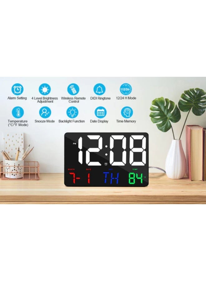 كروني ساعة حائط رقمية كروني 717 بيضاء اللون، شاشة عرض كبيرة، 11.4 بوصة، تقويم رقمي، منبه، ساعة نهارية، مع جهاز تحكم عن بعد لاسلكي - Image 2