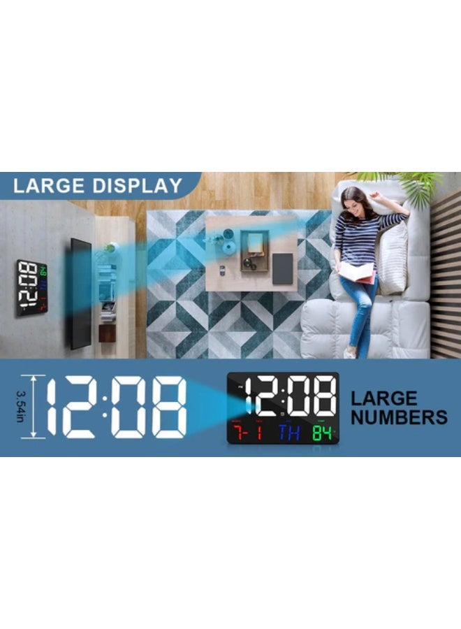 كروني ساعة حائط رقمية كروني 717 بيضاء اللون، شاشة عرض كبيرة، 11.4 بوصة، تقويم رقمي، منبه، ساعة نهارية، مع جهاز تحكم عن بعد لاسلكي - Image 4