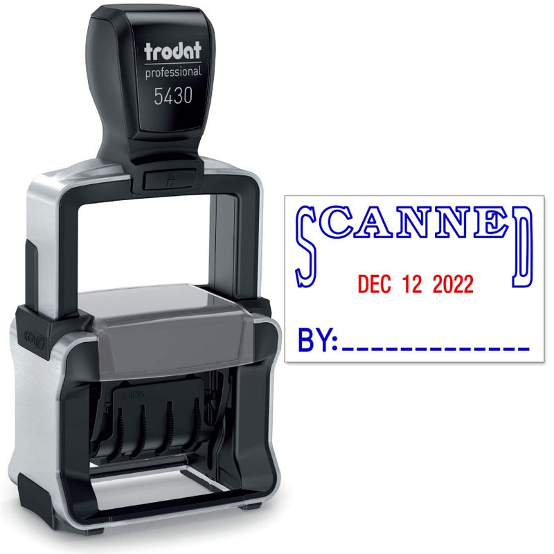 Trodat 5430 Professional SelfInking Date Stamp with Scanned  BlueRed 2 Color Ink